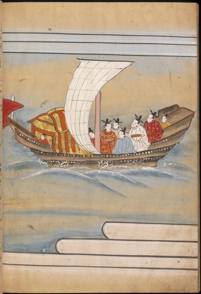Kinesiske udsendinge i en båd, illustration fra 