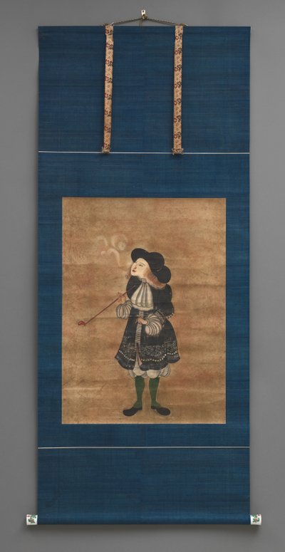 Hollandsk købmand, begyndelsen af det 18. århundrede (akvarel med keramiske knopper) af Japanese School