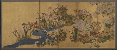 Blomster og en bæk, Skærme af Japanese School