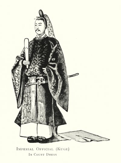 Imperial Official, Kuge, i hofdragt (litho) af Japanese School