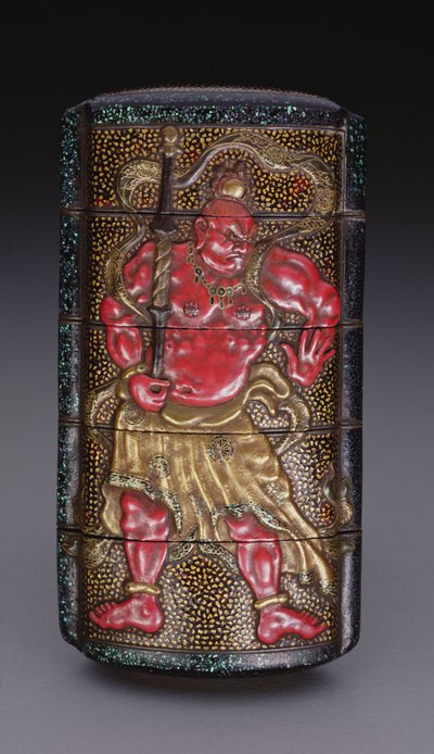Inro dekoreret med Nio, Edo periode (1615-1868) japansk (lak) af Japanese School