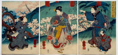Japansk kunst: kvinder om foråret. 1800-tallets trykte privatsamling af Japanese School