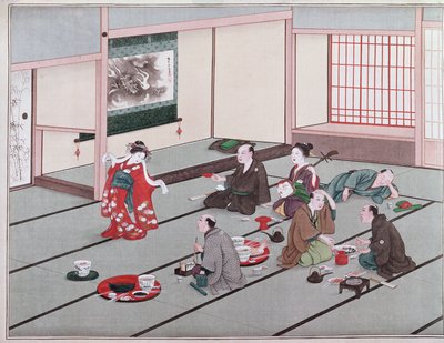 Japanere spiser, drikker og bliver underholdt i tehus (wc) af Japanese School