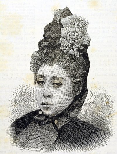 Meiji æra. Prinsesse Komatsu af Japan. Illustration af 1887 (gravering) af Japanese School