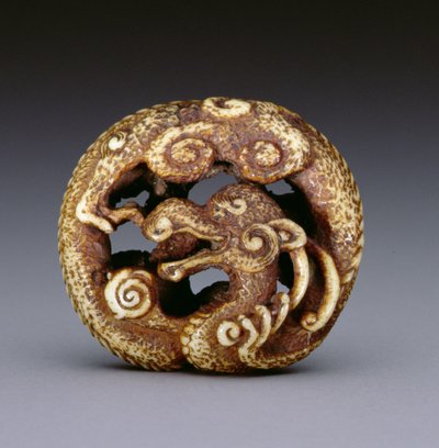 Netsuke skildrer en vanddrage, ca. 1870-80 (hjort-gevir) af Japanese School