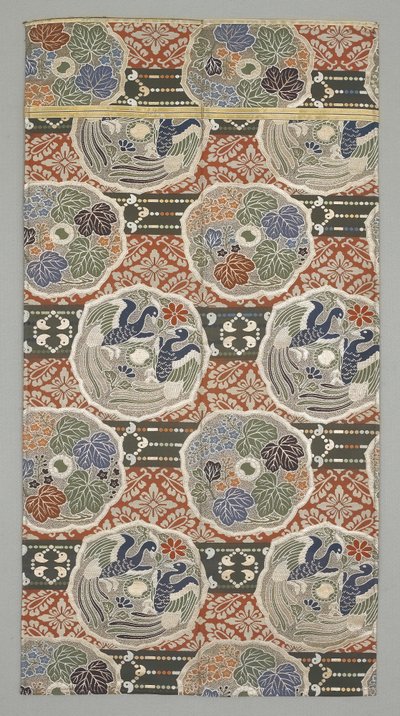Obi Fragment, slutningen af det 19.-begyndelsen af det 20. århundrede (silkestof) af Japanese School
