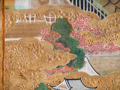 Osakazu Byobu - Japansk foldeskærm med otte paneler (maleri) af Japanese School