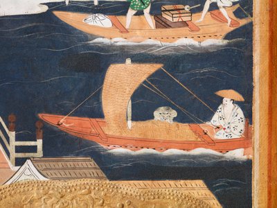 Osakazu Byobu - Japansk foldeskærm med otte paneler (maleri) af Japanese School