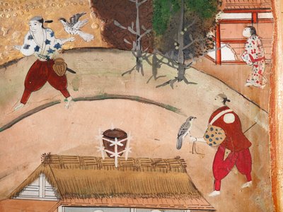 Osakazu Byobu - Japansk foldeskærm med otte paneler (maleri) af Japanese School