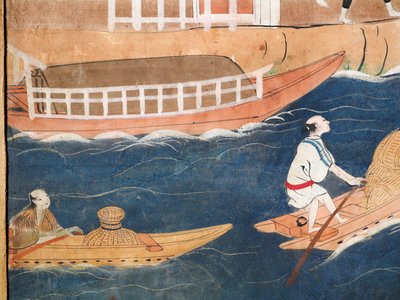 Osakazu Byobu - Japansk foldeskærm med otte paneler (maleri) af Japanese School