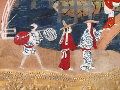 Osakazu Byobu - Japansk foldeskærm med otte paneler (maleri) af Japanese School