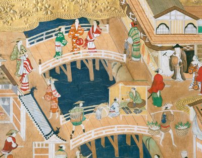 Osakazu Byobu - Japansk foldeskærm med otte paneler (maleri) af Japanese School