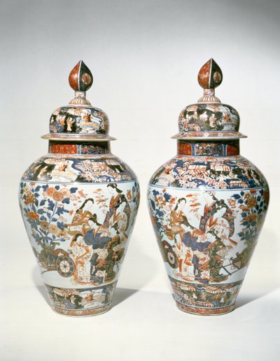 Et par Imari balustervaser og betræk (keramik) af Japanese School