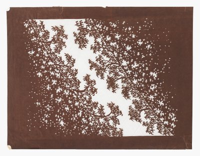 Papirstencil (katagami), slutningen af det 19. århundrede (Mulberry bark papir behandlet med persimmon juice og silketråd) af Japanese School