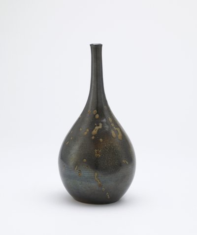 Sake-flaske, Imbe, Okayama-præfekturet, Edo-perioden, slutningen af det 17.-begyndelsen af det 18. århundrede (stentøj med rød slip & træ-aske glasur) af Japanese School
