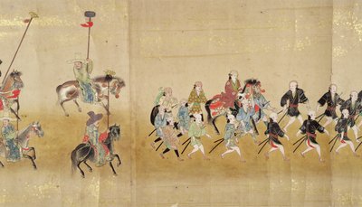 Sjette koreanske ambassade til Japan i Meireki 1 på tidspunktet for Tokugawa Ietsunas arvefølge i 1651, muligvis af Kano Masunobu (1625-94) (rullemaleri) (detaljer) af Japanese School