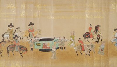 Sjette koreanske ambassade til Japan i Meireki 1 på tidspunktet for Tokugawa Ietsunas arvefølge i 1651, muligvis af Kano Masunobu (1625-94) (rullemaleri) (detaljer) af Japanese School