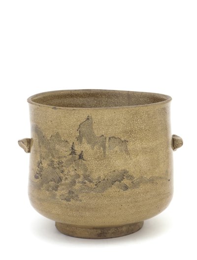 Te-ceremoni vandkrukke med landskabsdesign, Saga eller Nagasaki præfektur, Edo-periode, (keramik) af Japanese School