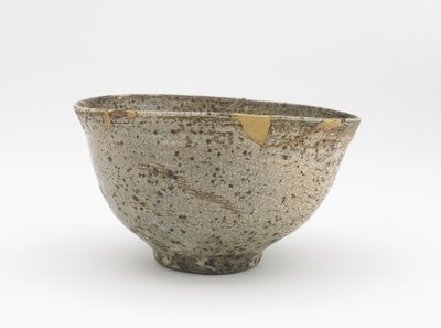 Teskål, Edo-periode, 18.-midten af 1800-tallet (stentøj med hvid slip børstet under træ-aske glasur) af Japanese School