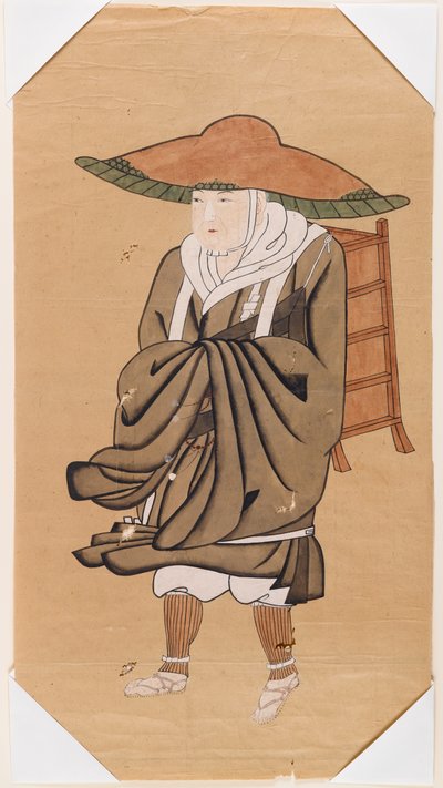 Den kinesiske buddhistiske pilgrim Hsuan-Tsang (blæk på papir) af Japanese School