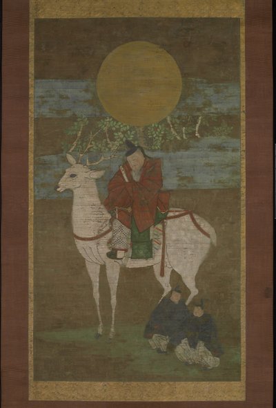 Afgangen fra Kashima (Deity of the Kasuga ud), slutningen af det 14. århundrede (Hængende rulle: blæk, farve og guld på silke) af Japanese School