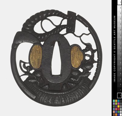 Tsuba: Blomster, Le, Reb, tidlig 18 århundrede (jern) af Japanese School