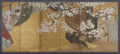 Vindskærm og kirsebærtræ, Screen af Japanese School