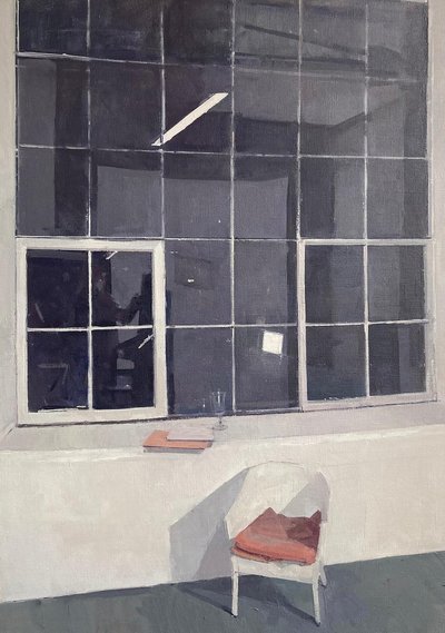 Studio Interior at Night, 2022 (olie på lærred) af Jason Line
