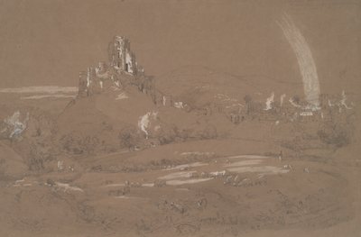 Korfu slot og by fra Cromwell-gravene af Jasper Francis Cropsey