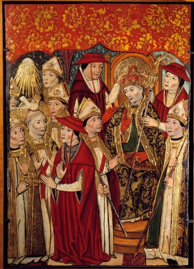 Valget af Saint Fabien til Papaute (236 til 250). Maleri af Jaime Huguet (1415-1492) af Jaume Huguet