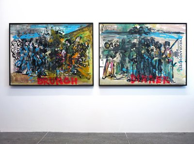 The Execution of History, 2010 (blandet medie på akvarelpapir monteret på panel med opskrift på bagsiden) af Jay Batlle