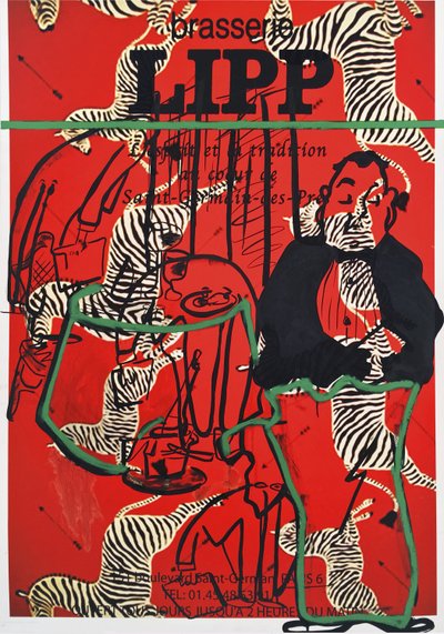 V.O.P. (Very Old People), 2016 (mixed media på akvarelpapir monteret på panel med opskrift på bagsiden) af Jay Batlle