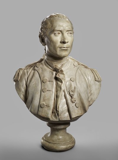 Portrætbuste af John Paul Jones, modelleret 1780, støbt 1787-89 (gips med terracotta maling) af Jean Antoine Houdon