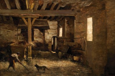 Et indre af en lade af Jean-Baptiste-Camille Corot