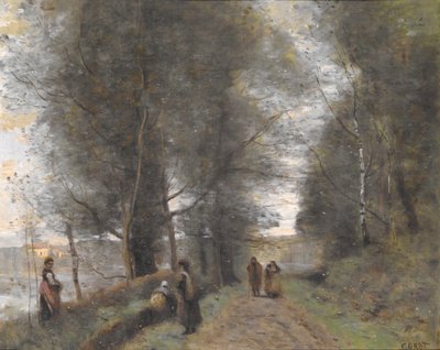 Ville d'Avray, skovsti langs dammen af Jean-Baptiste-Camille Corot