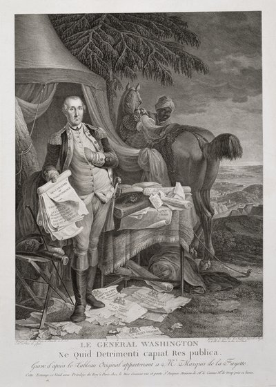 General Washington, for at ikke republikken skulle tage skade, indgraveret af Noël Le Mire (1724-1801), ca. 1785 (gravering) af Jean Baptiste (after) Le Paon