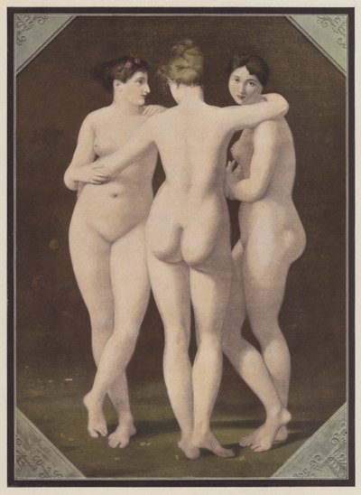 De tre nåder (farve litho) af Jean Baptiste (after) Regnault