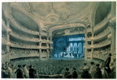 Udsigt over teatersalen i Opera Garnier (musikakademiet). Litografi af Jean Baptiste Arnout (1788-1870). 19. århundrede. Paris, B.N. af Jean Baptiste Arnout