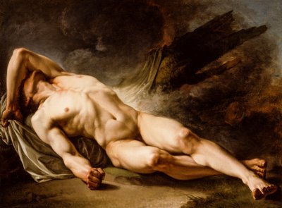 Den sovende Hektor (olie på lærred) af Jean-Baptiste Deshays