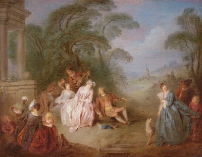 A Gathering in a Park (olie på lærred) af Jean Baptiste Joseph Pater