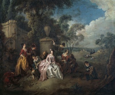 Møde i parken, af Jean-Baptiste Pater (1695-1736), olie på lærred af Jean Baptiste Joseph Pater