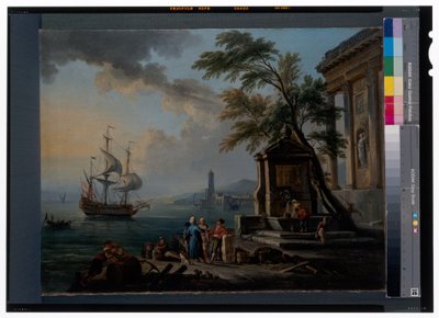 Tyrkiske købmænd i en middelhavshavn ved solopgang af Jean-Baptiste Lallemand