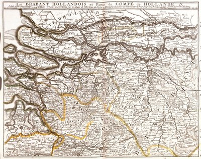 Kort over Hollandsk Brabant (eller Nord-Brabant) og en del af Hollands amt (Holland) (gravering af Jean Baptiste Nolin