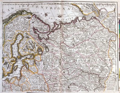Kort over Moskva (Rusland), Kongeriget Sverige, de baltiske provinser og en del af Polen (radering af Jean Baptiste Nolin