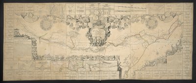 Kort over Canal de Languedoc, der forbinder Atlanterhavet med Middelhavet, dedikeret og præsenteret for M.GRS Estates of Languedoc af Jean Baptiste Nolin