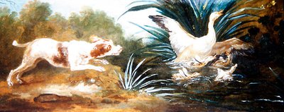 Et landskab med en hund, der jager ænder (olie på lærred) af Jean Baptiste Oudry
