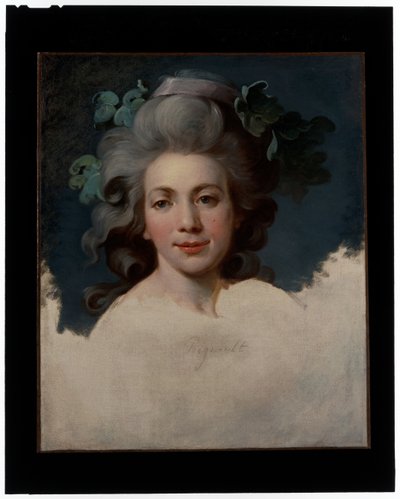 Portrait of a Lady (Hoved of a Woman in the Guise of a Bacchante, et ufærdigt portræt) af Jean Baptiste Regnault