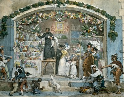 Befana i Rom, tryk af Jean-Baptiste Thomas (1791-1834), af Jean Baptiste Thomas