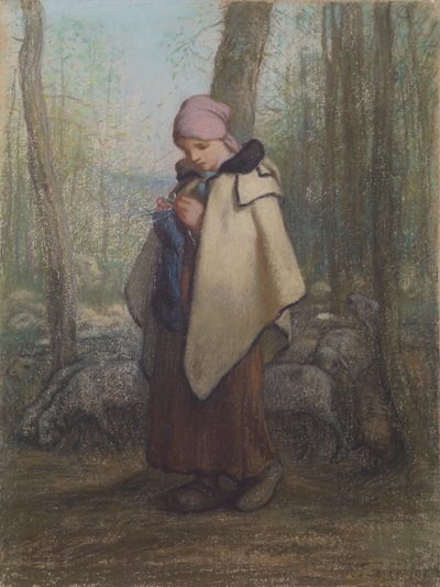 Den strikke hyrdinde af Jean-Francois Millet