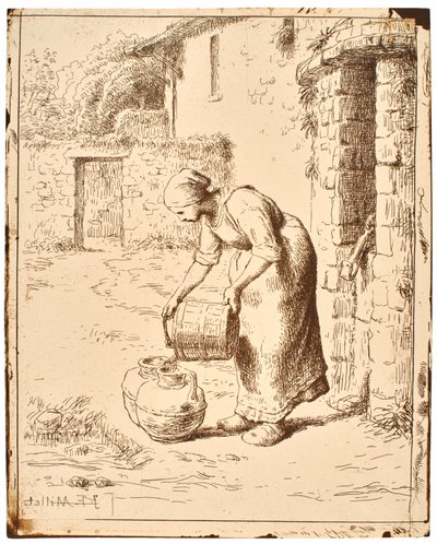 Kvinde, der tømmer en spand af Jean-Francois Millet